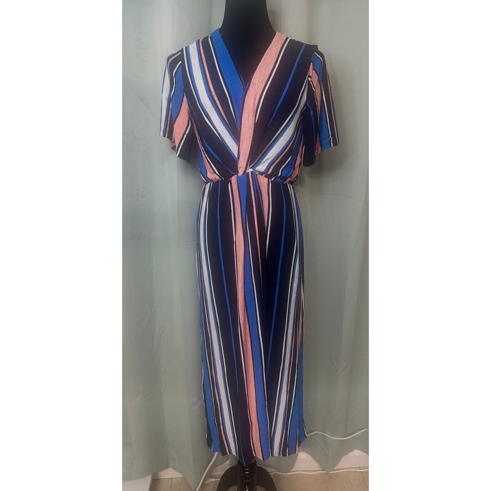 HAYDEN LOS ANGELES Striped V-Neck Maxi Dress Women Size S Flutter Sleeve